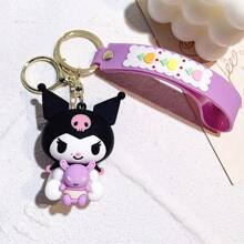 Sanrio 1pc Sanrio Kuromi Silicone Keychain Pendant, Cartoon Cute Bag Keychain Pendant Small Gift,