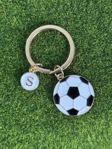 1 个足球形钥匙扣，合金材质，油滴效果，初始设计，是送给朋友、男朋友、篮球俱乐部活动、体育活动、情人节、汽车配件、包包挂件、学校用品的理想礼物
