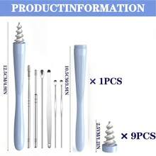 LOSKAER 7 In 1 Ear Wax Removal, Ear Wax Removal Tool Reusable And Washable Replacement Soft Silicone Tips For Cleaner Earwax, Ear Wax Removal Kit Contains 7 Types Of Ear Cleaner Tools