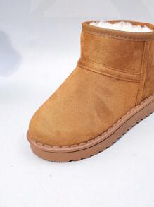 Autumn/Winter New Kids Snow Boots, Mid-Large Children Flat Shoes, Plush Thick Sole Boys Warm Boots, Toddler Short Booties