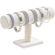 Soporte en forma de T para exhibir pulseras, relojes y joyería. Organizador de pared para vender y mostrar pulseras, relojes y accesorios para el cabello, color beige