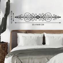 1 pieza Arte de pared metálico con rollo rústico, escultura de hierro floral hecha a mano, decoración de pared vintage grande, adecuado para casa de campo, dormitorio, sala de estar, interior y exterior