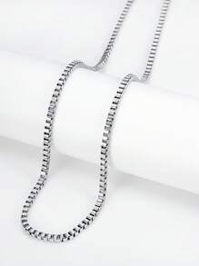 1pc Versatile Plain Chain Box Chain Simple Necklace Clavicle Chain Stainless Steel Non Fading For Men Daily Decoration