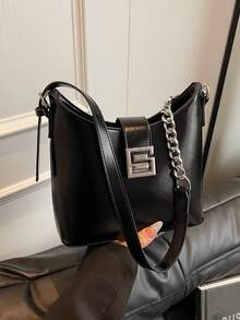 全新设计复古简约百搭大容量女士户外休闲腋下单肩包，优雅简约个性，适合通勤、办公、约会、日常、逛街、下午茶 - 黑色 - 查看 1