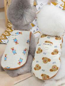 1 件适合小型犬和中型犬的狗狗 T 恤 - 柔软棉质无袖小狗衬衫、轻盈透气的夏季狗狗背心、可爱卡通印花宠物服装、舒适的狗狗衣服，适合日常穿着和户外活动 - 彩色 - 查看 3