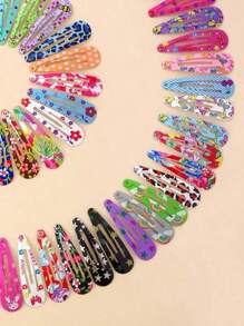 40pcs 's Print Bb Clip Crushed Hairpin Girl Bangs Clip Does Not Hurt Hair Hairpin Clip Headwear Little Girl Hair Accessories, School Stuff