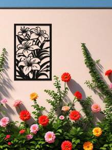 1 Stück elegante Lilien Blumen Metall Wandkunst, abstrakte Umriss Eisen Dekoration, vielseitig einsetzbar für Innen- und Außenbereich, geeignet als Einweihungsgeschenk, Feiertags-, Geburtstaggeschenk, Sammleritem, ideal für Gartenliebhaber, Büro, Wohnzimmer, Schlafzimmer, Terrasse, Küche, Landhausdekoration
