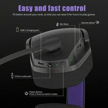 NUBWO G06 Dual Wireless Gaming Headset With Microphone For PlayStation5, PlayS4, PC - 23ms Low Latency Audio - 100-Hour Of Playtime - 50mm Drivers (Black-Orange) For Apple Phone, IPad, Laptops, For IOS, Android Users, Gifts For Family, Friends, Kids, Birthday, Spring, Boyfriends, Girlfriends, Holiday, Easter For Human-Computer Dialogue College Entrance Examination English Oral Listening And Speaking Test Headset Wired With Microphone Online - Black&Purple - 黑紫色 - 查看 5