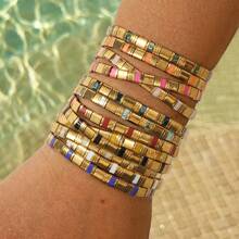 1 PIEZA Pulsera con cuentas de estilo bohemio y cuentas de vidrio TILA, ideal para el océano y las vacaciones de verano, adecuada tanto para hombres como para mujeres, ideal como regalo