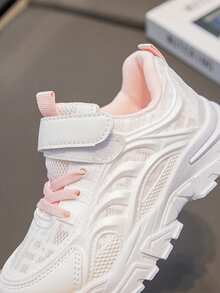 1双女童夏季运动鞋，2025年新款透气白色儿童网眼运动鞋 - 粉色 - 查看 4