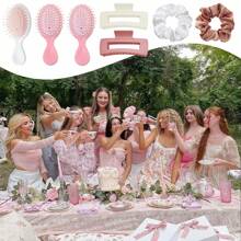 18-Piece Wedding Banquet Gift Set - Elegant Satin Headbands And Accessories Set, Including 6 Bridal Shower Headbands, 6 Square Clips And 6 Combs, Suitable For Weddings And Birthday Celebrations. This Party Supplies Set Can Be Used As Proposal Gifts, Single's Party Supplies And Wedding Party Gifts.