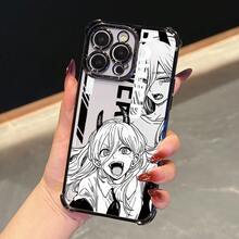 Una niña de dibujos animados con dientes largos en un estilo de lujo empresarial, este estuche de teléfono compatible con modelos de 16, 16E, 15, 14, 13, 12, 11 Pro, X, XR, XSMAX, 8, E Plus.Cuenta con un borde negro, trasfondo transparente resistente a los golpes y una alta creatividad.17  17promax - Negro - Ver 2
