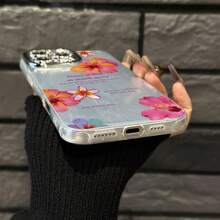 Funda para teléfono 1 pieza Tropical edificante - Flor - Y - Frase - Impreso, fino - Hilo emplumado con orificios IMD De moda y teléfono, 16/15/14/13/12/11 Pro Promax Plus/ X/ Xsmax Funda para teléfono S, una opción inspiradora para aquellos que buscan una V positiva - Plateado - Ver 5