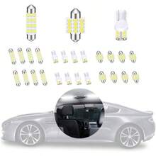 Car LED Bulbs 24 Pcs, Auto Super Bright Warm White 6500K Festoon Bulb Kit T10 31mm 42mm, Universal Lights Interior Replament Acssories For Dome Map Door Linse Light(White)