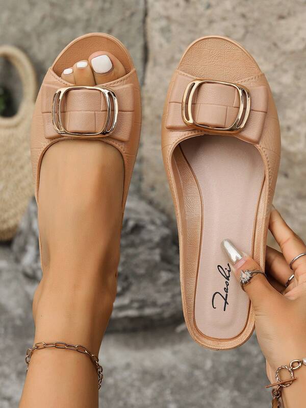 Sandales femme à boucle carrée, style Glissant, talons épais, décontracté, pour un port quotidien