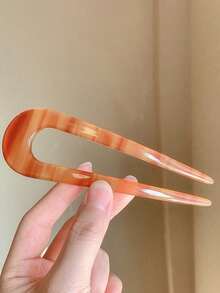 1pc Women's Fashionable & Versatile Patterned U-Shaped Hair Clip, Suitable For Everyday Wear, Spring/Summer New Product, Gift For Mother (Random Letter On Hair Clip), Combs, Hair Comb, Combs For Hair, Side Comb, Hair Accessories, School Stuff, Head Accessories