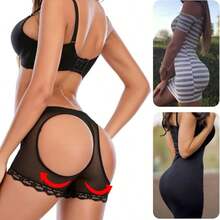 Women's Hollow Butt Enhancement Shorts, Tummy Control And Butt Enhancement-All Season Wear - 黑色 - 查看 4
