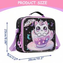 Lancheira Infantil, Bolsa Térmica para Almoço, Lancheira para Meninas com Alça e Suporte para Garrafa, Lancheira para Crianças, Lancheira para Bebês com Bolsos com Zíper, Lancheira para Meninas