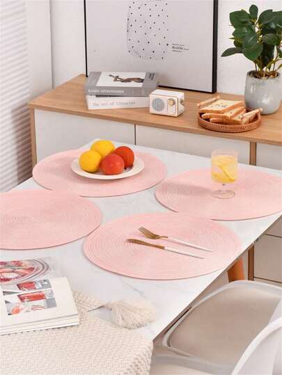 1 Stück/4 Stücke/6 Stücke 15 Zoll runde gewebte Tischsets, waschbare rutschfeste hitzebeständige Tischmatten, geeignet für Zuhause, Essen, Outdoor, Feiertage, Partys und Geschenke