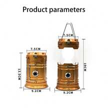 1pc New Outdoor Horse Lantern 5800 Camping Light Solar Rechargeable LED Tent Lamp Multi-Function Portable Telescopic Light, Solar Lights Outdoor - Multicolor - View 4