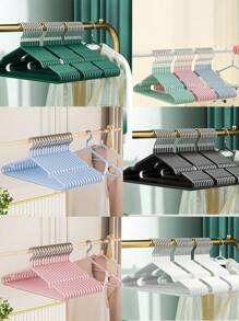 10/15/16/18/20/30/40pcs Set Simple & Elegant Coated Thickened Garment Hangers, Lightweight Portable Adult Clothes Hangers With Anti-Slip & No Trace Design, Suitable For Home Laundry, Lingerie Storage, Preventing Messy Clothes, Christmas Outfit Organization