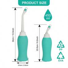 450 ml przenośna butelka ze spryskiwaczem do toalety z rozszerzalnym siedziskiem, 2 dyszami i torbą podróżną, kątowy spryskiwacz do higieny osobistej (zielony)