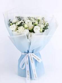 20pcs Blue Ombre Wrapping Paper, Waterproof Bouquet Wrapping Paper, Floral Craft DIY Packaging Paper, Suitable For Weddings, Birthday Gifts - Blue Gradient - View 4