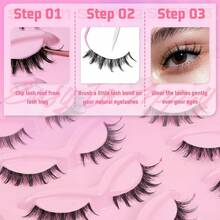Eye Lashes False Eyelashes Faux Mink Fluffy Lashes Wispy Strip Lashes Natural Look Long Winged Foxy Lash Pack 10 Pairs Eyelashes(Flare) - 柔和俯衝 - 查看 5