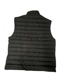 1pc Casual Sleeveless Vest, Warm Travel Outdoor Solid Color Top, Autumn/Winter - Black - View 2