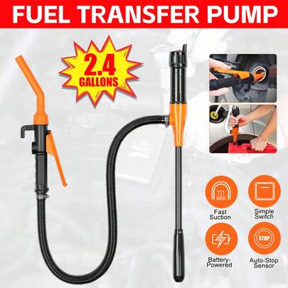 2.4 Gallons Electric Syphon Pump Battery Operated Petrol Oil Water Fuel Transfer