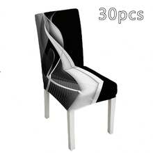 1pc/5pcs/7pcs/30pcs Black & White Texture Pattern Table Cloth And Chair Cover Sets (5pcs Include 4 Chair Covers And 1 Table Cloth; 7pcs Include 6 Chair Covers And 1 Table Cloth), Suitable For Home Gatherings, Rectangular Tablecloth For Square Tables, Elastic Chair Covers For Indoor Dining Rooms - Multicolor - View 11