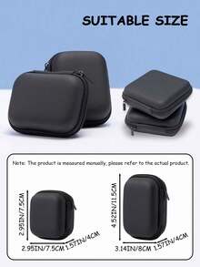 1pc Black EVA Zipper Earphone, Cable, Power Bank, Charger Storage Case - Waterproof, Scratch-Resistant, Portable Carrying Organizer Box For Back To School