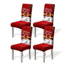 1/4/6/100pcs Christmas Printed Positioning Chair Covers, Cartoon Holiday Atmosphere Decor Dustproof Elastic Full-Wrap Chair Covers - Multicolor - View 15