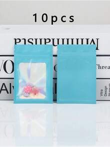 100/10pcs Transparent Holographic Bags, Odor-Proof Packaging Bags, Sealed Bags, Polyester Film Food Storage Bags, Zipper Sealed Bags, Polyester Film Holographic Resealable Bags, Gift Bags, Odor-Proof Bags, Aluminum Foil Bags, Suitable For Party Gifts Food Storage, Polyester Film Bags, Transparent Window Holographic Resealable Packaging