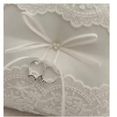 White Lace Wedding Ring Pillow Alliance Bridal Ring Bearer Pillow Cushions Wedding Marriage Ceremony Decoration Supplies