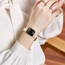 Luxuriöser Lederband-Kompatibel mit Apple Watch Band, dünnes Frauen Armband kompatibel mit Bändern Serie 10/9/8/7/6 5/4/3/SE/2. Generation/Ultra/2 46mm 49mm 45mm 44mm 42mm 40mm 41mm 38mm Armband Smartwatch Zubehör