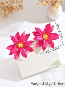 1 Pair Exaggerated Vacation Style Resin Flower Beads Stud Earrings, Unique Design Colorful Crystal Flower Earrings, Versatile For Women Daily Wear And Occasion