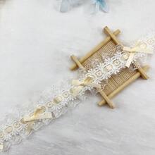 1 Stück französischer Stil Satin Schleife mit doppelter Lage und bestickter Spitzenborte, charmante Schleife, Material für Hochzeitskleider zum selbermachen, Stoff-Spitzenband für Kleidung, Haarzubehör, Heimdekoration, in verschiedenen Farben erhältlich