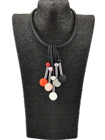 MARLIWOO 1pc Fashionable Wooden Bead Pendant Accessory, Retro Party Jewelry, Bohemian Necklace For Women