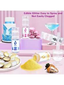 Edible Glitter Spray - 11 Colors Cake Glitter Spray Metallic Shimmer Powder Cake Sprinkles For Cookie Decorating Chocolate Strawberry, 5g/Bottle