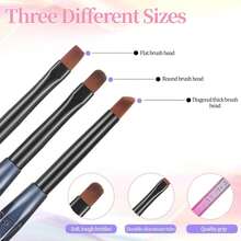 ElevateTech Gel Nail Brush, 3 Pieces Nail Brushes Gel Nail Art Brushes Nail Polish Cleaning Brush Flat/Round/Angled Gel Nails Accessories Acetone Resistant Nail Polish Brushes
