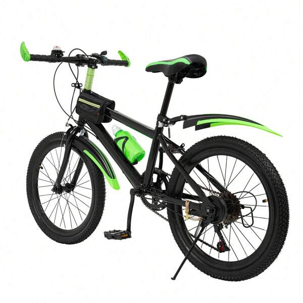 VTT 20 pouces pour adultes femmes hommes, vélo de ville et tout-terrain robuste vert forêt avec fourche à suspension et freins à disque, 21 vitesses, pneus à roulement doux
