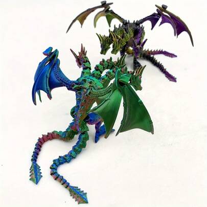 3D Printed Laser Multi-Color Gradient Three-Headed Dragon Doll Model Suitable For Indoor Office Desktop Decoration Room Decoration Christmas Halloween Holiday Birthday Gift Cool Novel Desktop Decoration Statue Ornaments Home Decoration Creative Novel Ornaments Halloween Christmas Thanksgiving Creative Novel Gifts