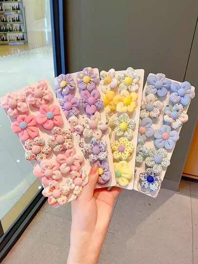 Cute 10pcs Fabric Printed Elastic Hair Bands Sweet Flower Hair Ties Headbands Hair Accessories