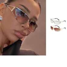 New Fashion Y2K Hollow Fashion Glasses For Women Retro Personalized Glasses Elegant Beach Accessories For Women Glasses Shades For Summer Beach Vacation,Outdoor,Travel Preppy Style For Back To School