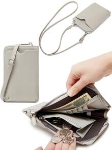 MIYIN 简约纯色小号 PU 单肩包、斜挎包手机钱包钱包轻便斜挎包女士拉链手机包拉链设计手机钱包斜挎包拉链斜挎包