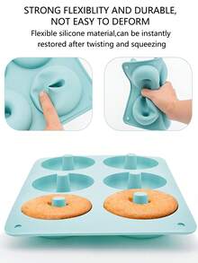 1个硅胶甜甜圈模具，马卡龙色6孔圆形甜甜圈烤盘，DIY烘焙模具，空心蛋糕模具，面包烤盘，不粘硅胶甜甜圈烤盘，巧克力蛋糕甜甜圈，姜饼甜甜圈，硅胶甜甜圈烤盘，硅胶材质，不粘模具，易于脱模，适用于自制蛋糕 - 彩色 - 查看 7