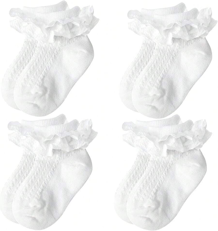 Halloween EssentialsGirls Ruffle Socks Cute Knit Cotton Frilly Lace Newborn Infant Toddler Dress Socks Girls Boys - Blue - View 1