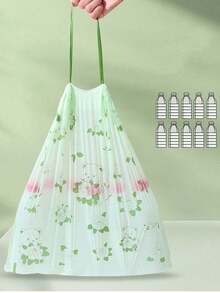 150个装防撕裂抽绳小垃圾袋，防臭，适用于浴室、厨房、卫生间、家庭、办公室和卧室，山茶花香型，加厚卷装，厚实耐用，厨房和家居除臭塑料袋 - 綠色 - 查看 4