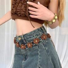 1pc Women's Sparkling Patchwork Bohemian Party Waist Chain, Gold Stud Decor Faux Leather, Suitable For Summer Daily Wear - Multicolor - View 7